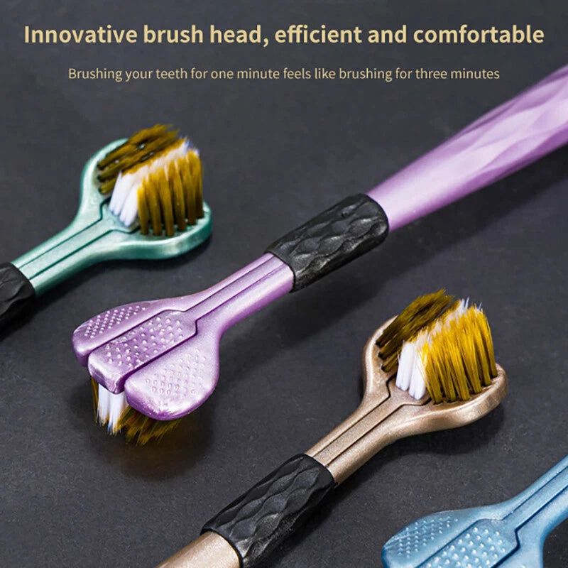 Triple Head Design for 360° Cleaning Toothbrush  2 PACK