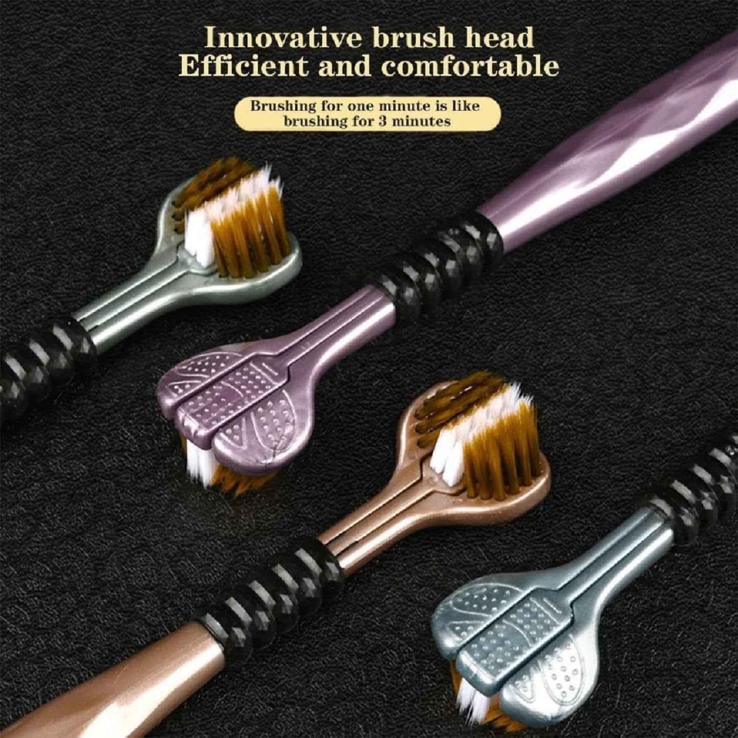 Triple Head Design for 360° Cleaning Toothbrush  2 PACK