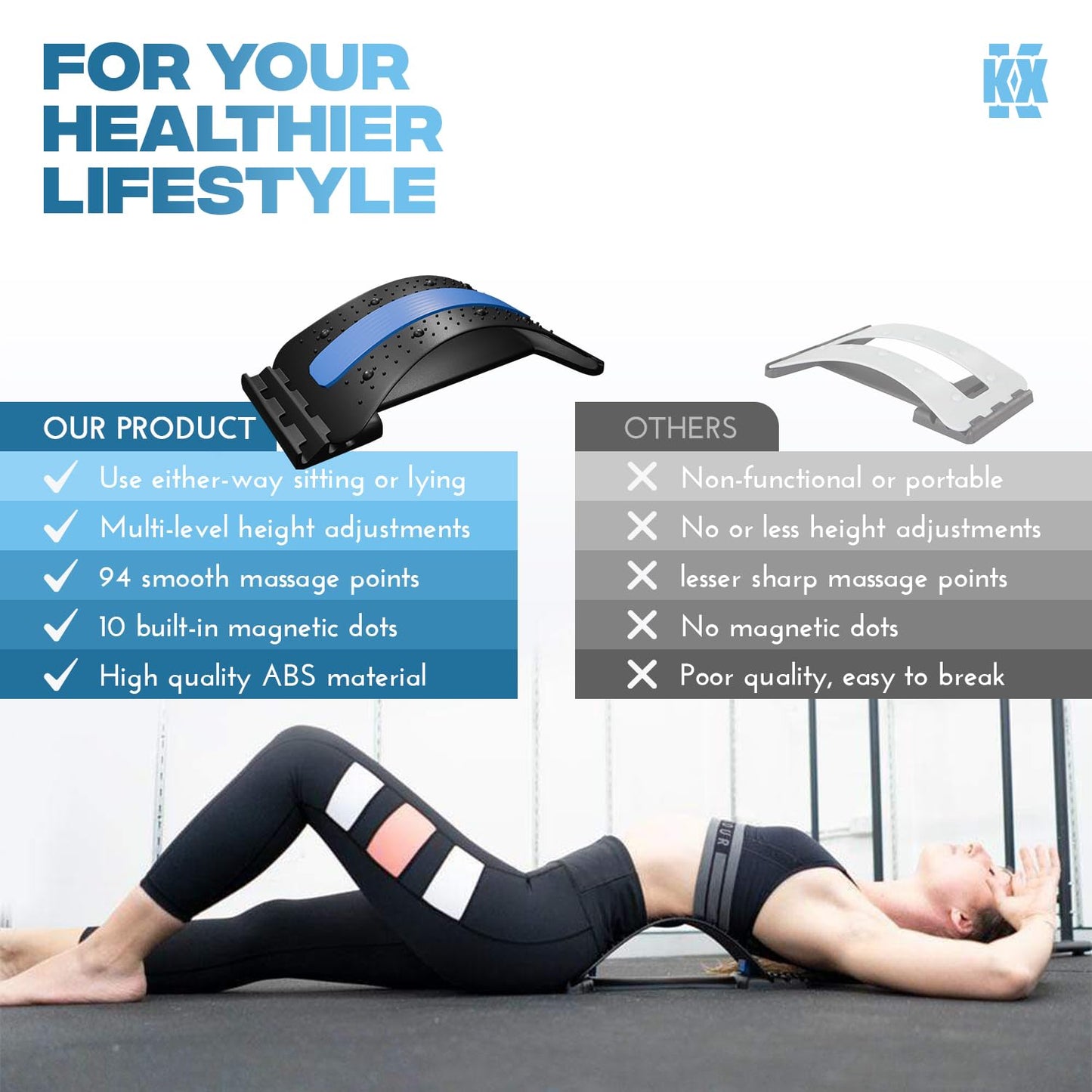 Magnetic Therapy Acupuncture Massage Lumbar Back Stretcher
